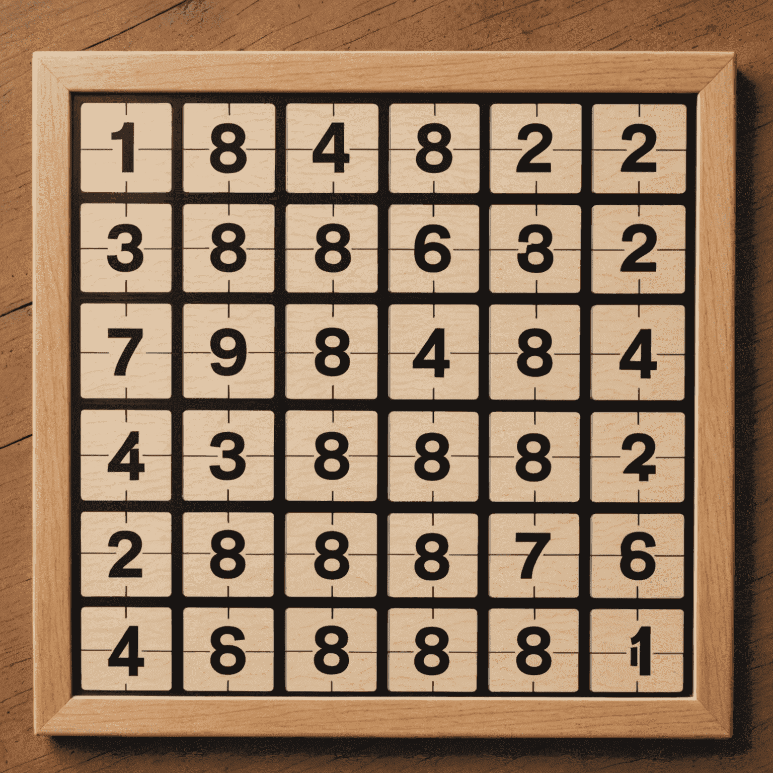 A physical Sudoku board game with numbered tiles and a grid layout