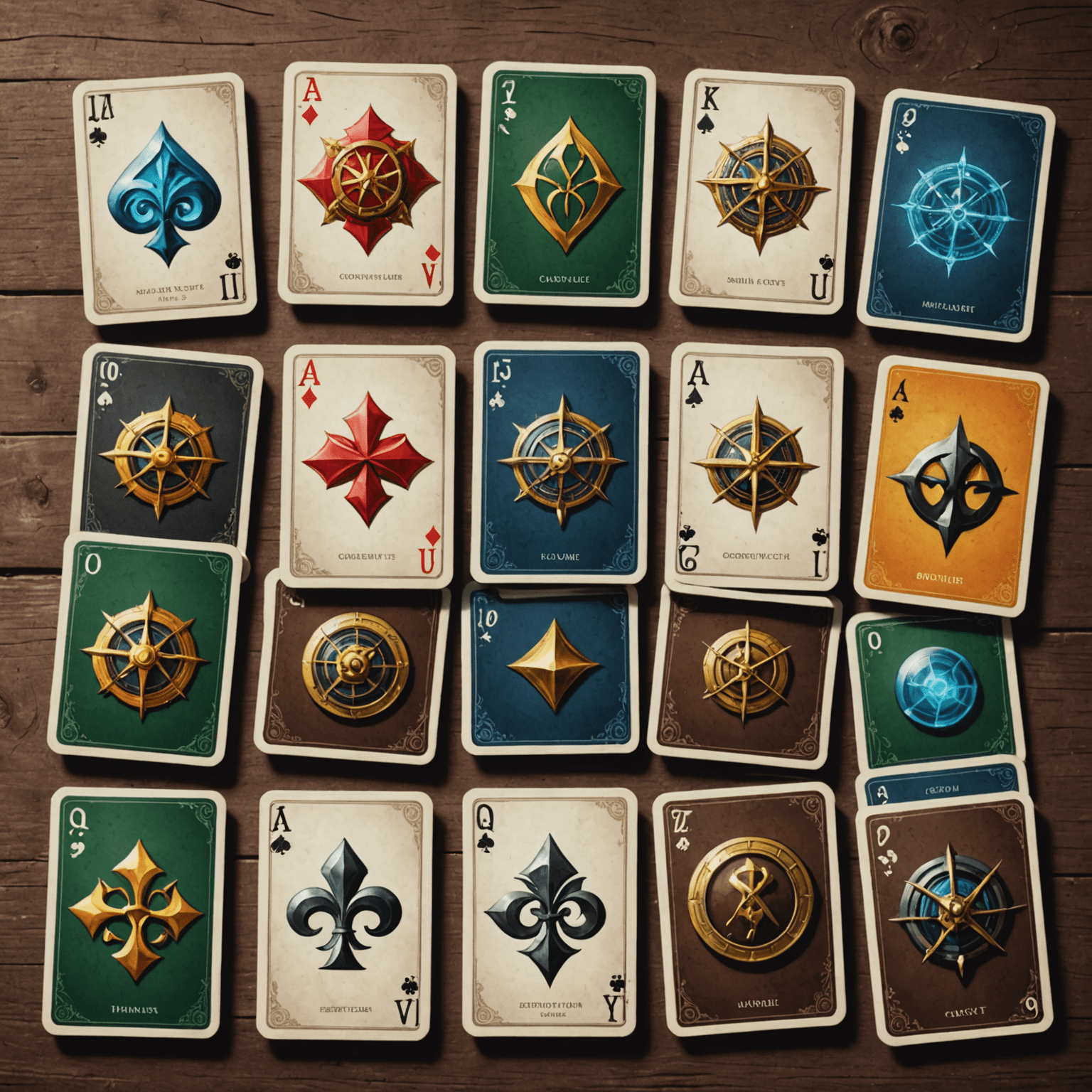 Set card game displayed with its unique symbol cards spread out